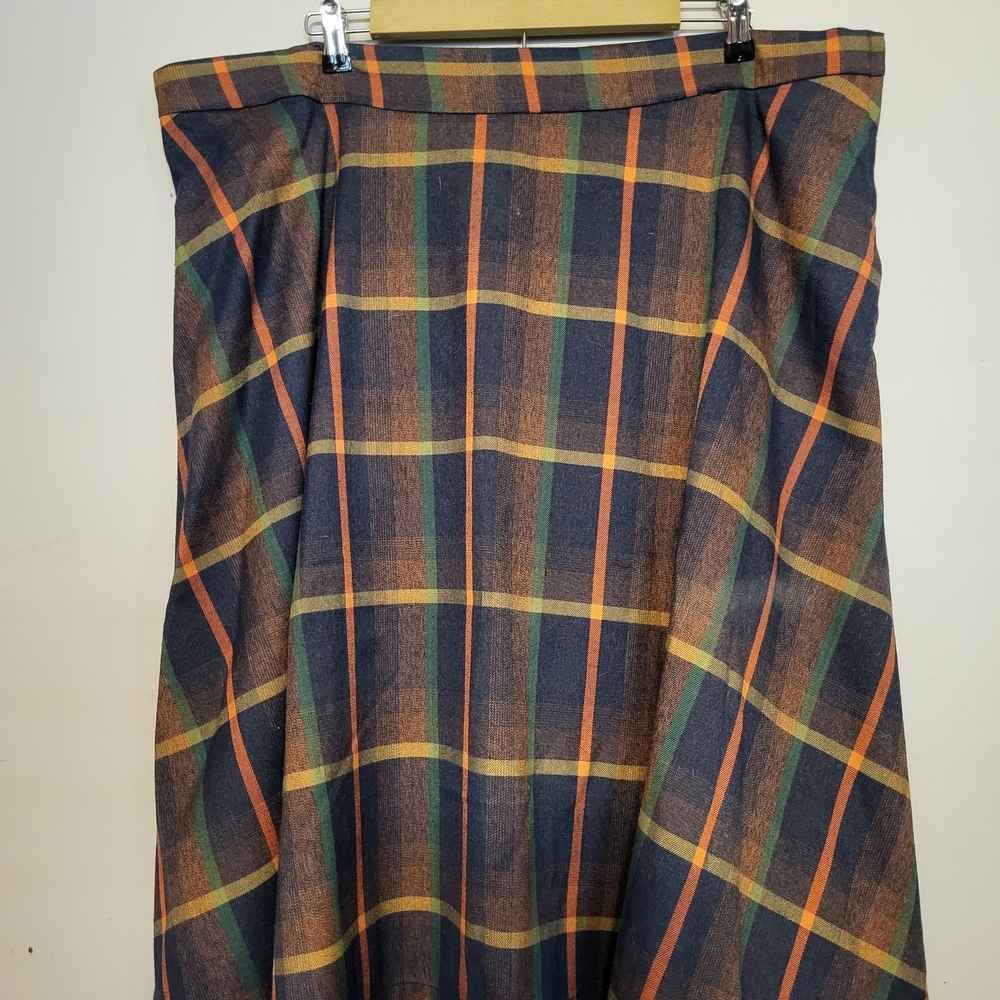 Modcloth Blue and Gold Pleated Midi Skirt Casual